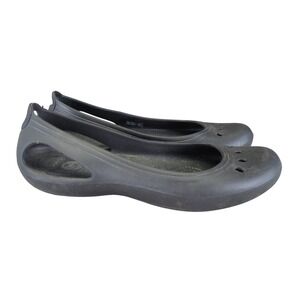 Crocs Kadee Ballet Flats Black Womens 9 Slip On Work Comfort Shoes Cutout Casual